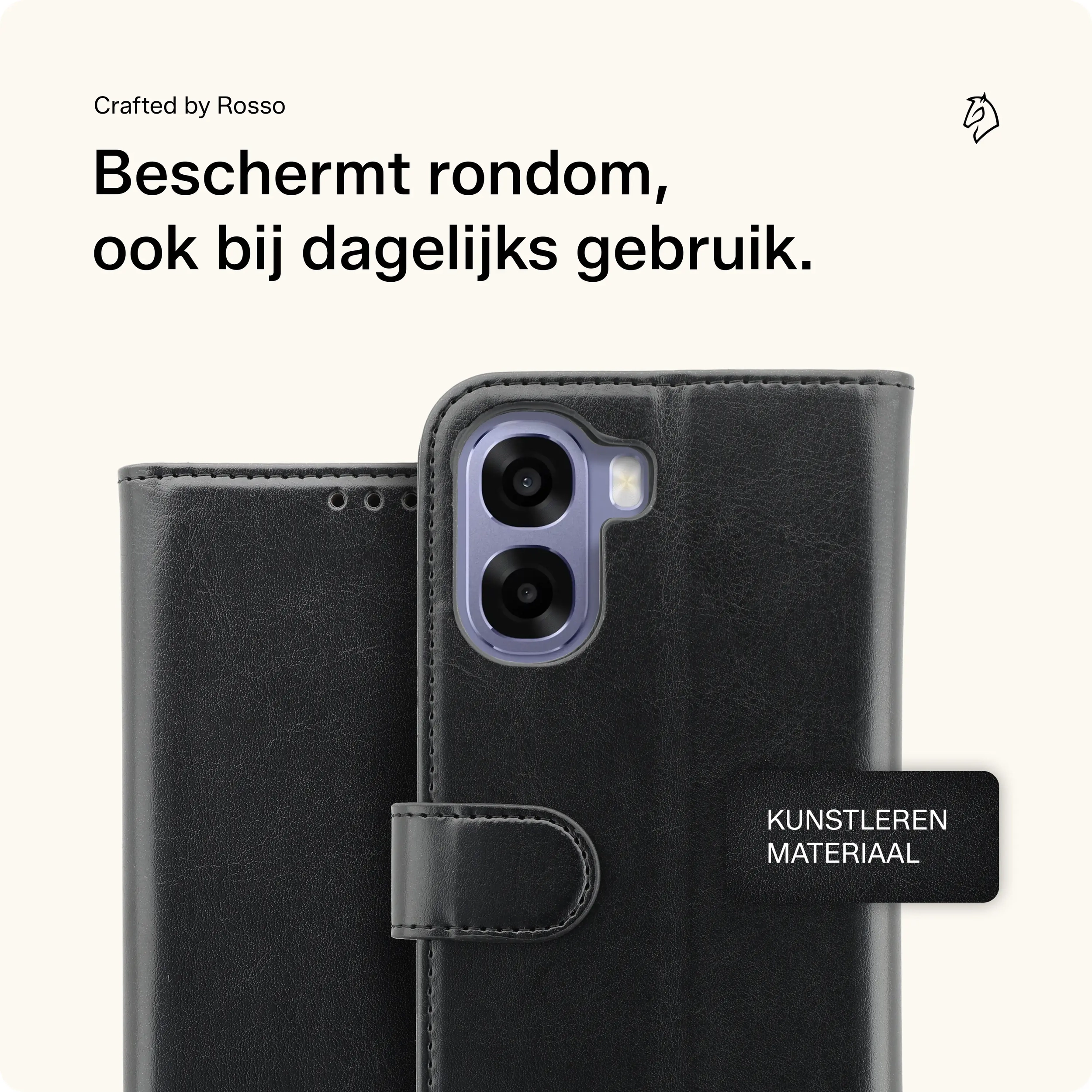 Rosso Element Oppo A6x Hoesje Book Case Wallet Zwart afbeelding 3