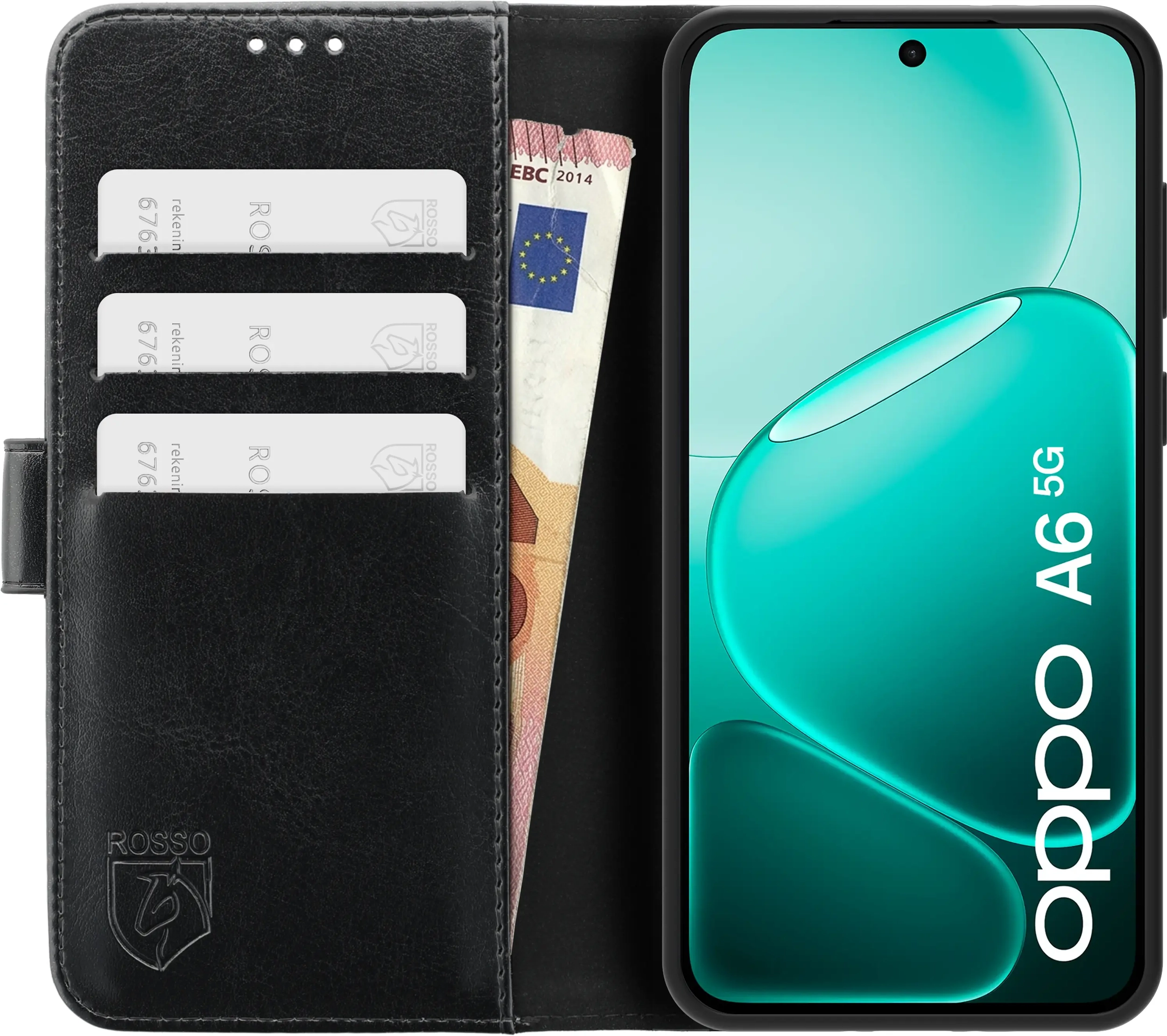 Rosso Element Oppo A6x Hoesje Book Case Wallet Zwart afbeelding 15