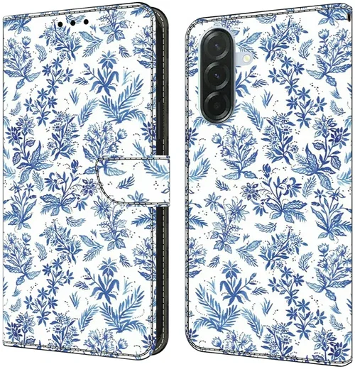 Samsung Galaxy A57 Hoesje Portemonnee Book Case Bloemenveld afbeelding 1