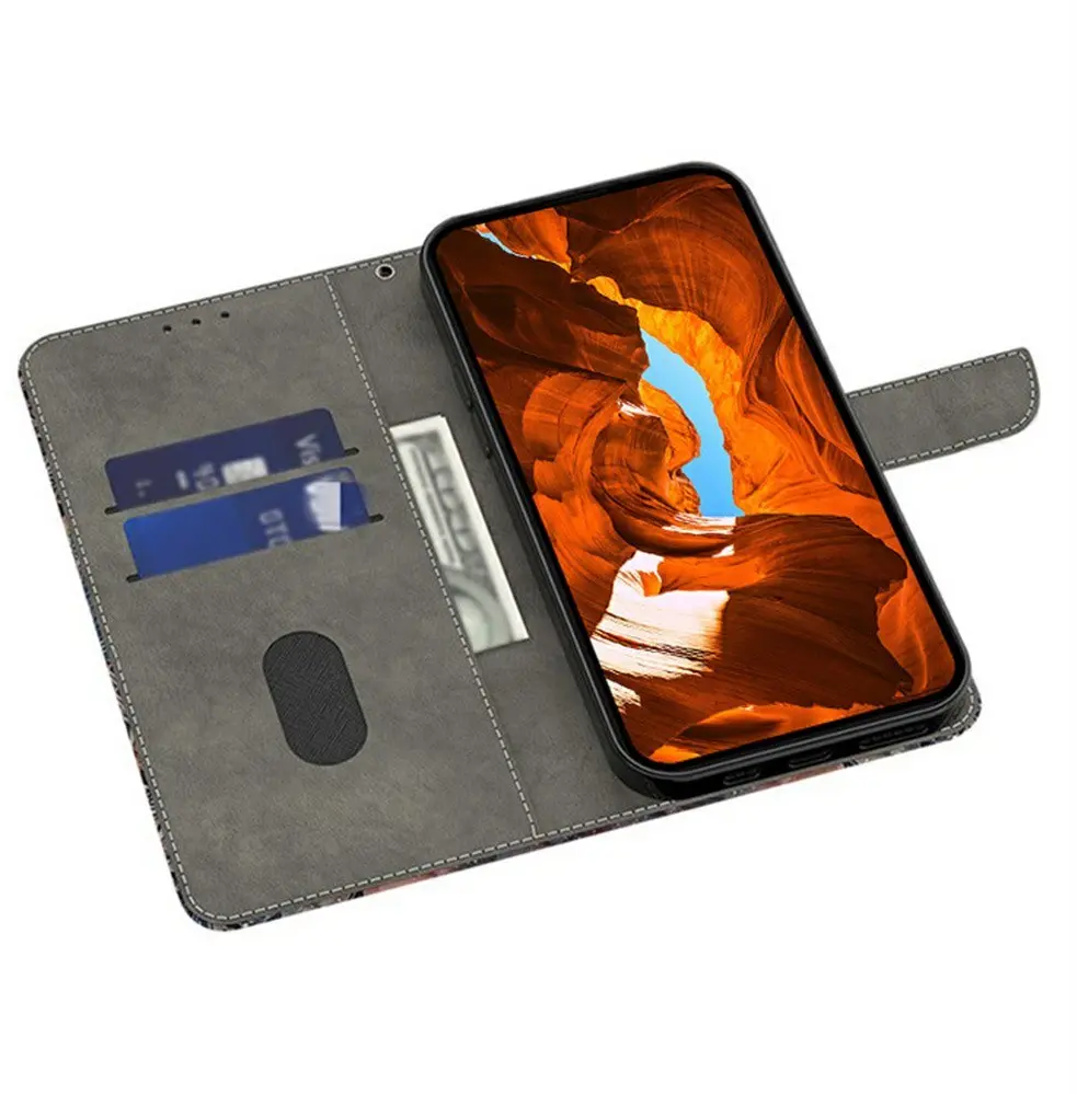 Samsung Galaxy A37 Hoesje Portemonnee Book Case Bloemenveld afbeelding 4