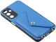 Samsung Galaxy A37 Hoesje met Pasjeshouder Litchi PU Leer met Koord Blauw afbeelding 5