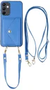 Samsung Galaxy A37 Hoesje met Pasjeshouder Litchi PU Leer met Koord Blauw