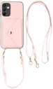 Samsung Galaxy A57 Hoesje met Pasjeshouder Litchi PU Leer met Koord Roze