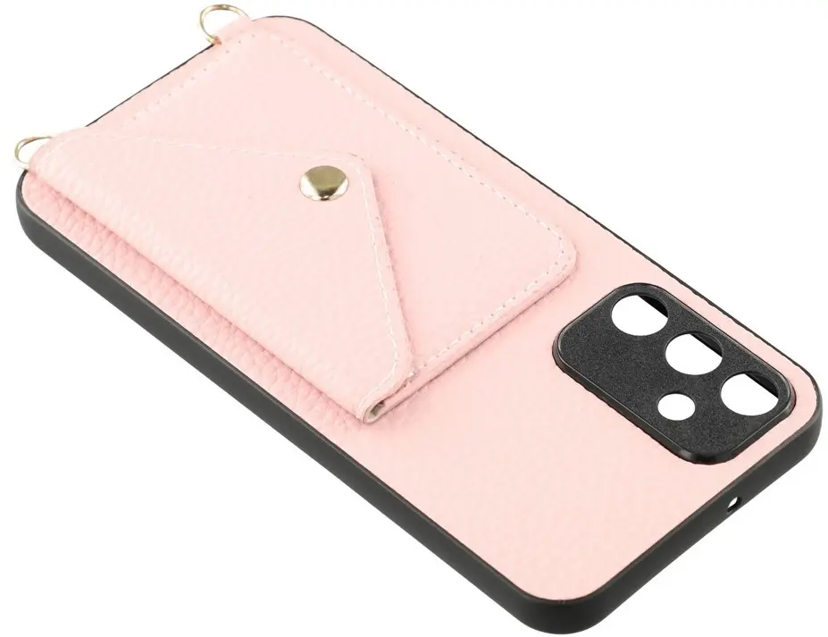 Samsung Galaxy A57 Hoesje met Pasjeshouder Litchi PU Leer met Koord Roze afbeelding 6