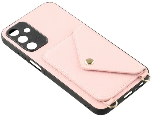 Samsung Galaxy A57 Hoesje met Pasjeshouder Litchi PU Leer met Koord Roze afbeelding 5