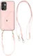 Samsung Galaxy A37 Hoesje met Pasjeshouder Litchi PU Leer met Koord Roze afbeelding 1