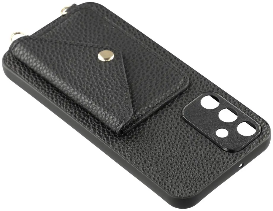 Samsung Galaxy A57 Hoesje met Pasjeshouder Litchi PU Leer met Koord Zwart afbeelding 6
