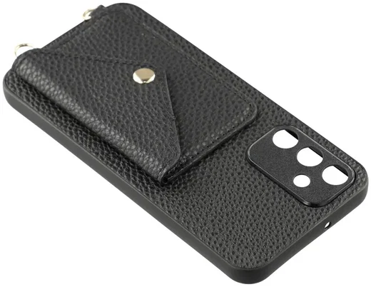 Samsung Galaxy A57 Hoesje met Pasjeshouder Litchi PU Leer met Koord Zwart afbeelding 6