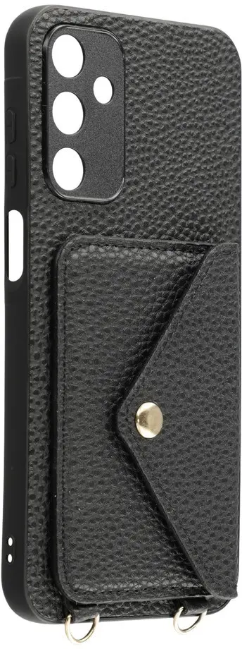 Samsung Galaxy A57 Hoesje met Pasjeshouder Litchi PU Leer met Koord Zwart afbeelding 4