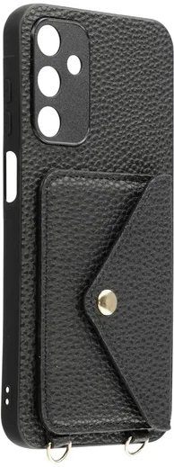 Samsung Galaxy A57 Hoesje met Pasjeshouder Litchi PU Leer met Koord Zwart afbeelding 4