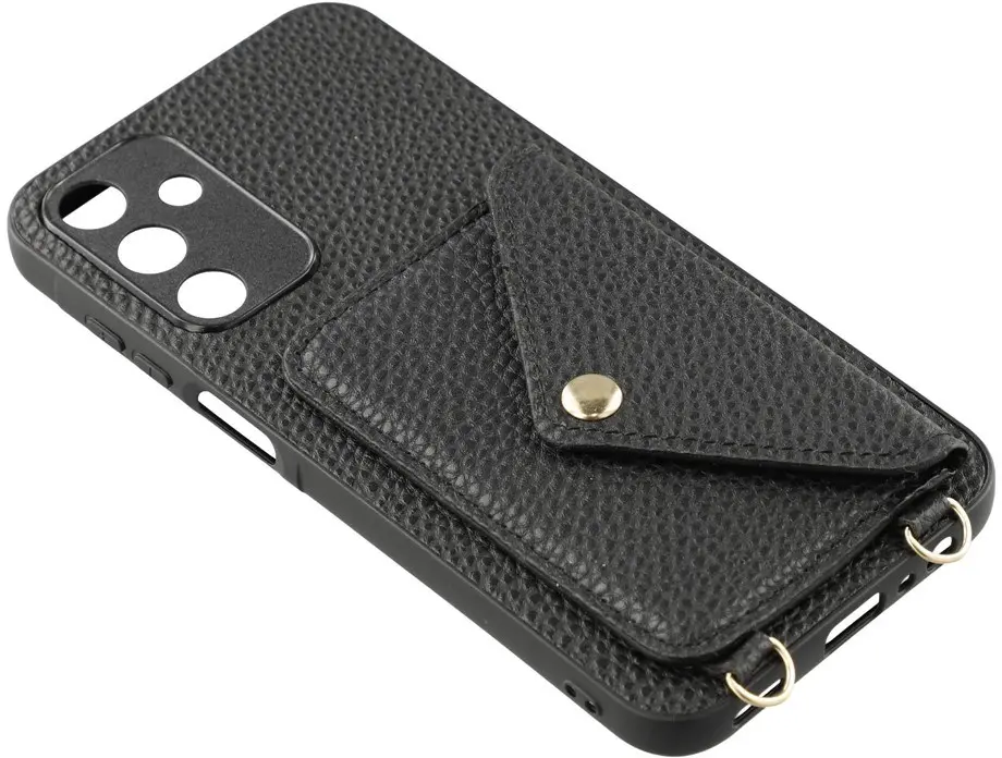 Samsung Galaxy A57 Hoesje met Pasjeshouder Litchi PU Leer met Koord Zwart afbeelding 5