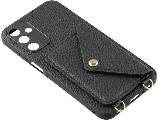 Samsung Galaxy A57 Hoesje met Pasjeshouder Litchi PU Leer met Koord Zwart afbeelding 5