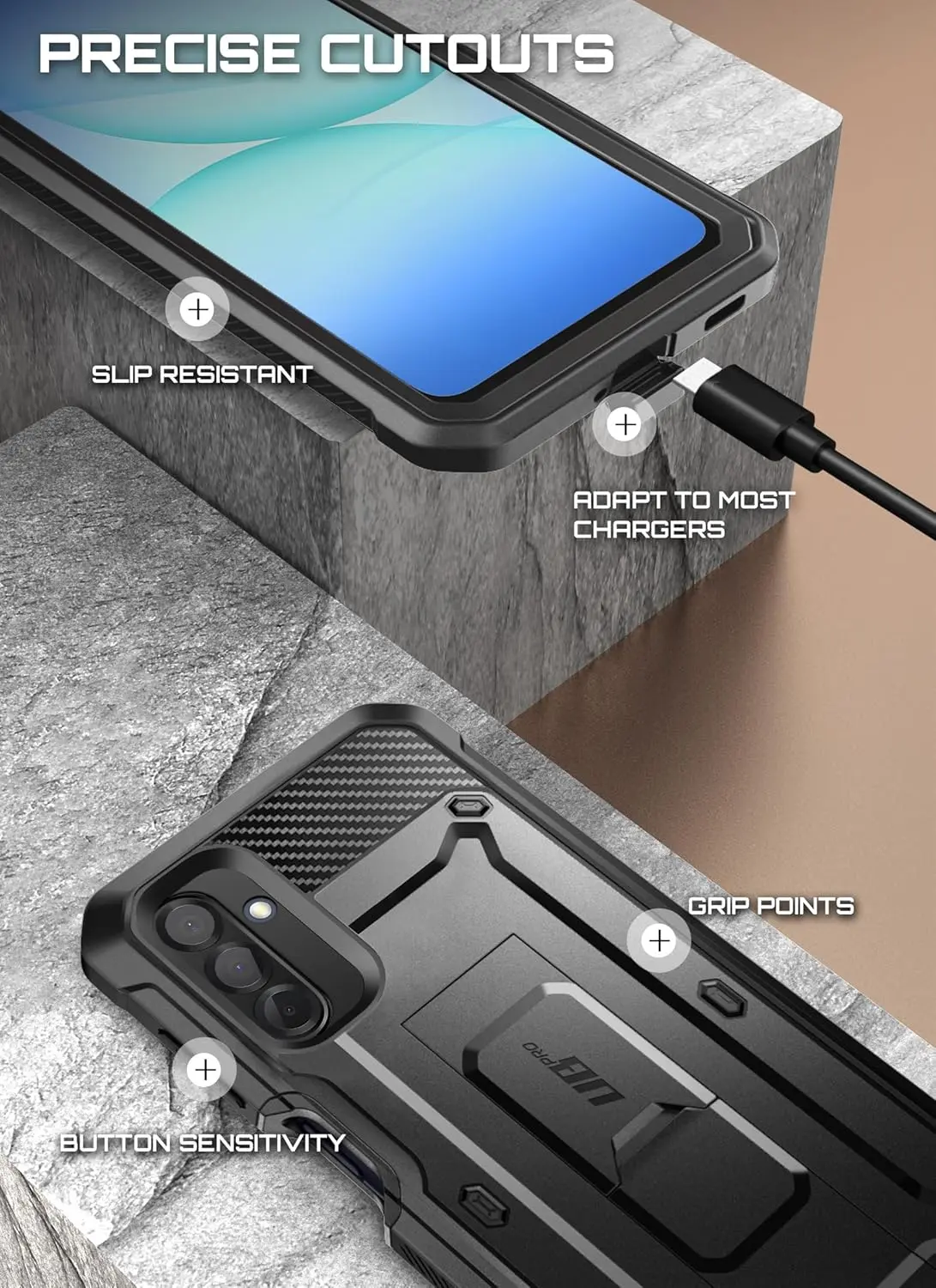 SUPCASE UB Pro Samsung Galaxy A17 Hoesje Full Protect Kickstand Zwart afbeelding 5