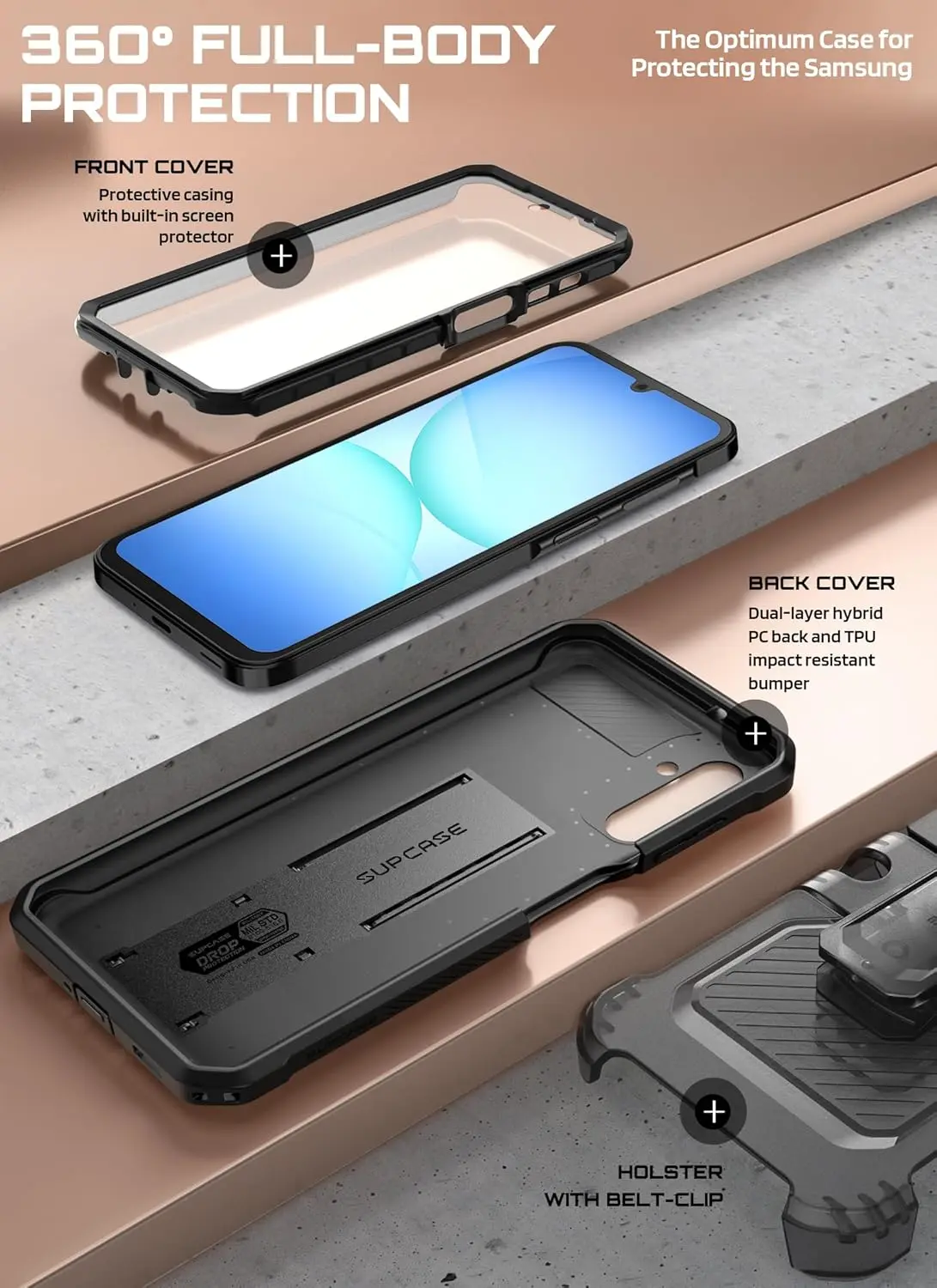 SUPCASE UB Pro Samsung Galaxy A17 Hoesje Full Protect Kickstand Zwart afbeelding 4