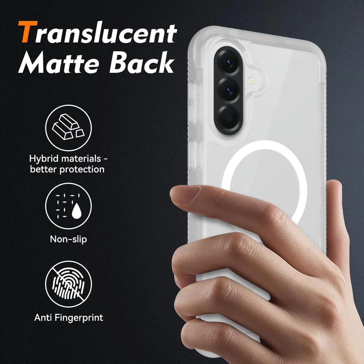 Samsung Galaxy A57 Hoesje Full Protect 360° Cover met MagSafe Matte Transparant afbeelding 2