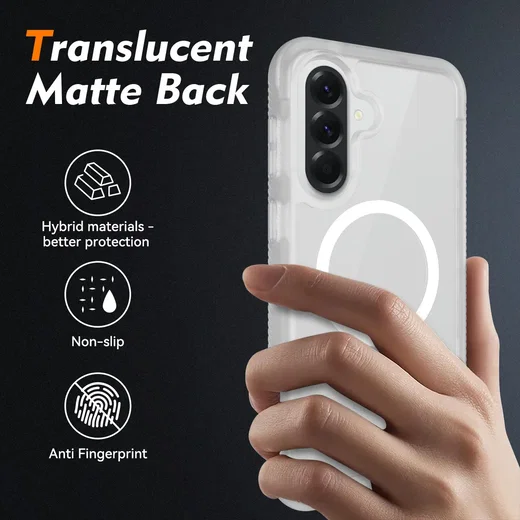 Samsung Galaxy A57 Hoesje Full Protect 360° Cover met MagSafe Matte Transparant afbeelding 2
