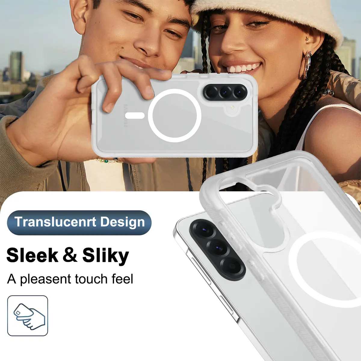 Samsung Galaxy A57 Hoesje Full Protect 360° Cover met MagSafe Matte Transparant afbeelding 7