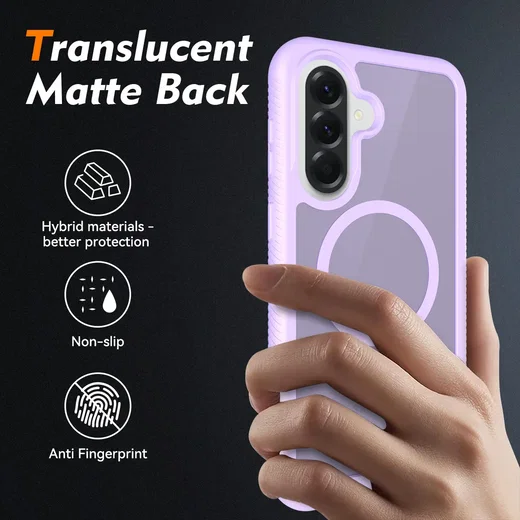 Samsung Galaxy A57 Hoesje Full Protect 360° Cover met MagSafe Matte Paars afbeelding 2