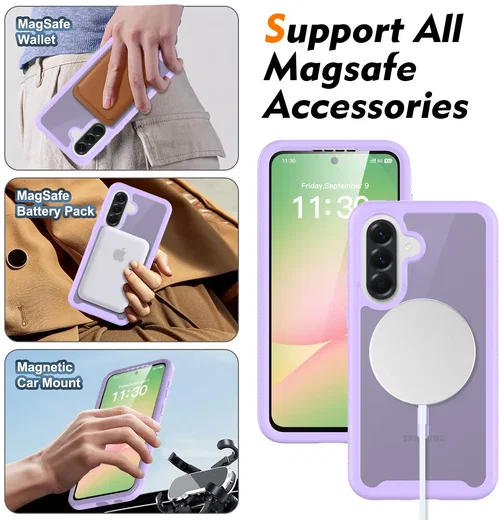 Samsung Galaxy A57 Hoesje Full Protect 360° Cover met MagSafe Matte Paars afbeelding 5