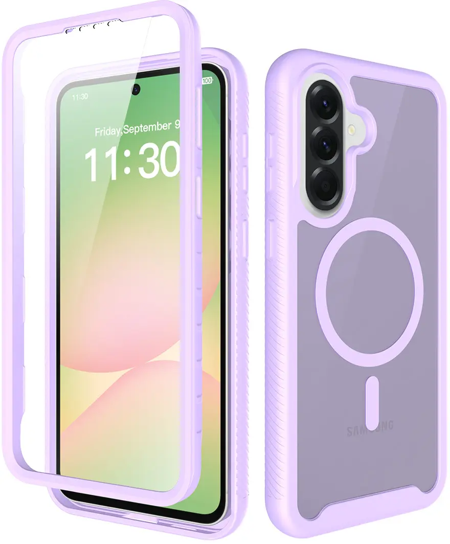 Samsung Galaxy A57 Hoesje Full Protect 360° Cover met MagSafe Matte Paars afbeelding 1