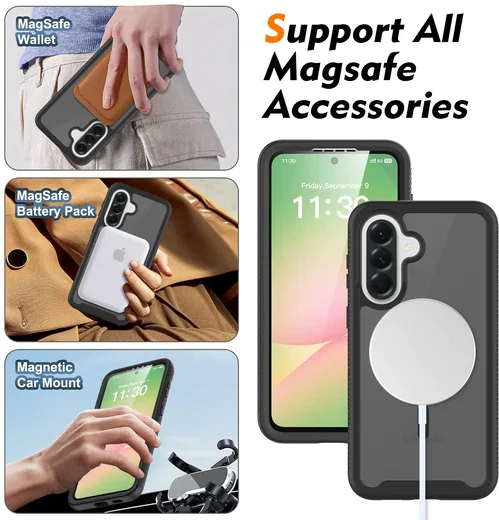 Samsung Galaxy A57 Hoesje Full Protect 360° Cover met MagSafe Matte Zwart afbeelding 5