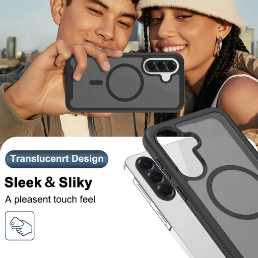 Samsung Galaxy A57 Hoesje Full Protect 360° Cover met MagSafe Matte Zwart afbeelding 9