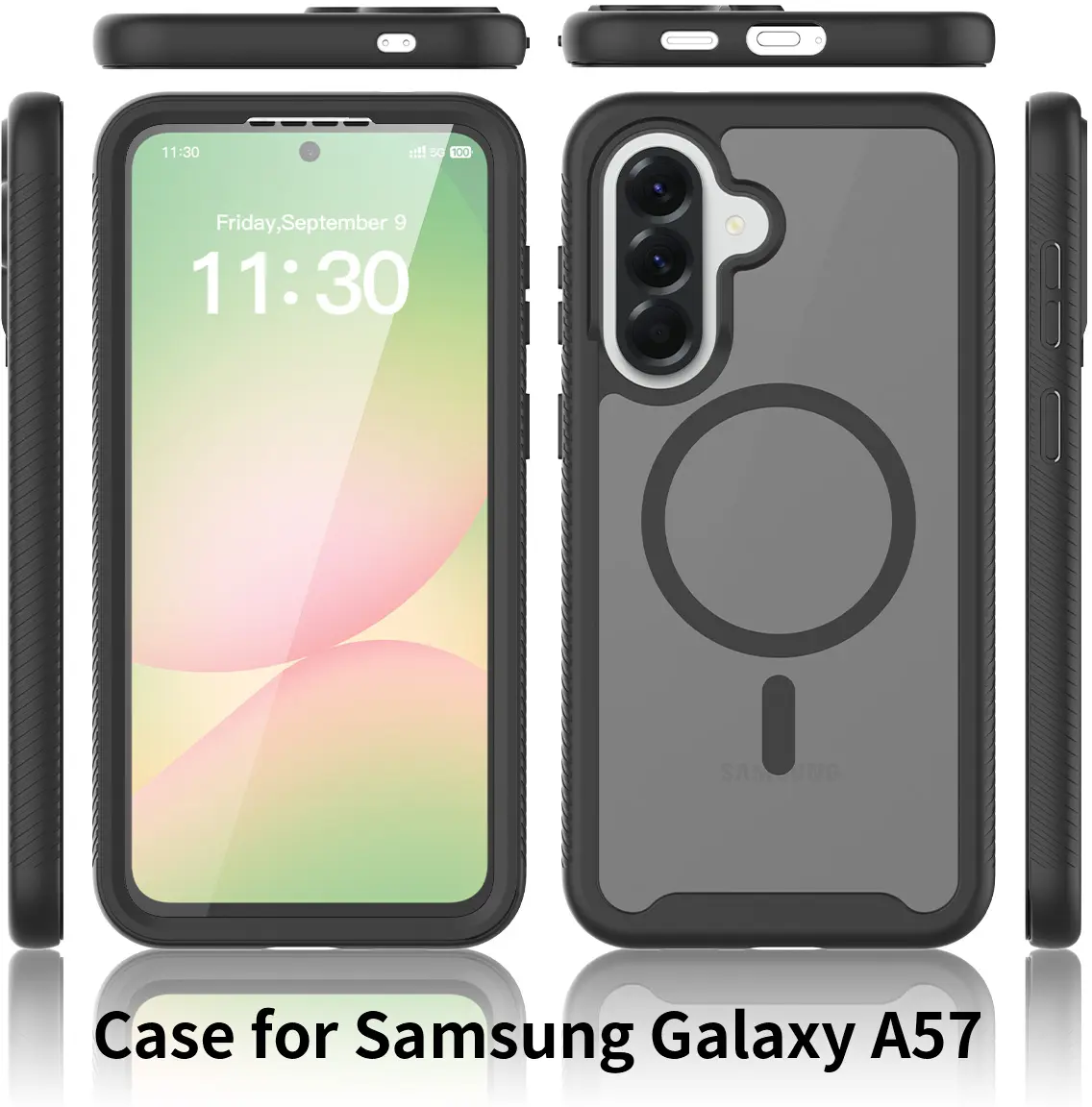 Samsung Galaxy A57 Hoesje Full Protect 360° Cover met MagSafe Matte Zwart afbeelding 8
