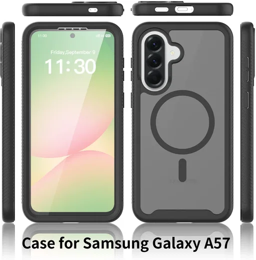 Samsung Galaxy A57 Hoesje Full Protect 360° Cover met MagSafe Matte Zwart afbeelding 8