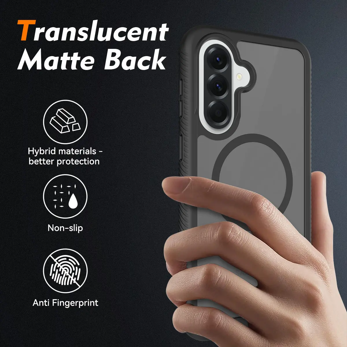 Samsung Galaxy A57 Hoesje Full Protect 360° Cover met MagSafe Matte Zwart afbeelding 2