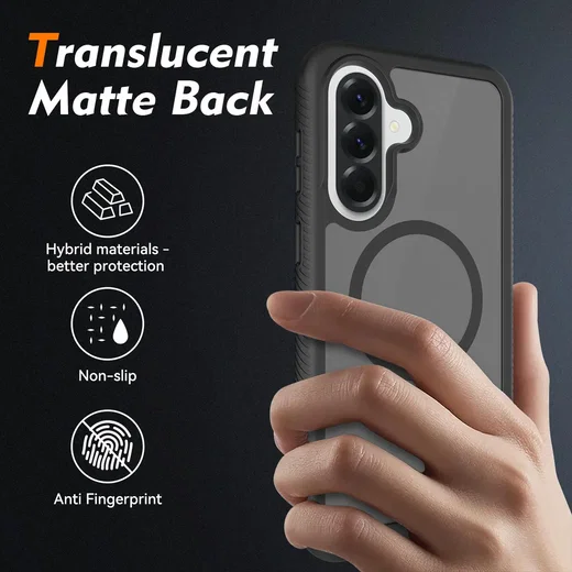 Samsung Galaxy A57 Hoesje Full Protect 360° Cover met MagSafe Matte Zwart afbeelding 2
