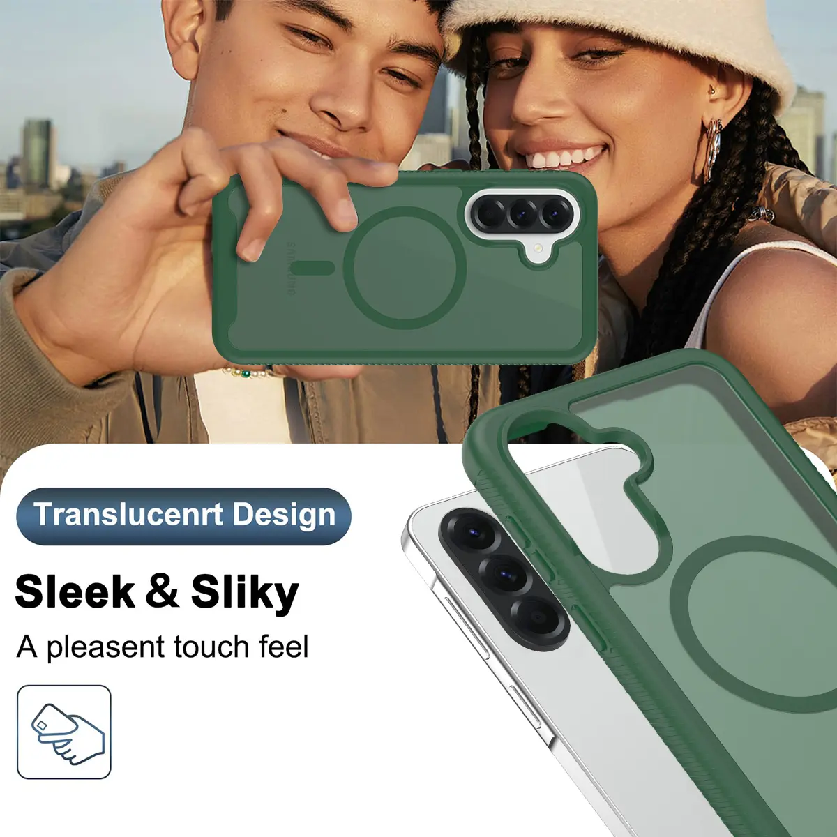 Samsung Galaxy A57 Hoesje Full Protect 360° Cover met MagSafe Matte Groen afbeelding 8