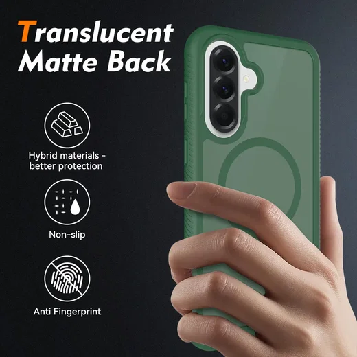 Samsung Galaxy A57 Hoesje Full Protect 360° Cover met MagSafe Matte Groen afbeelding 2