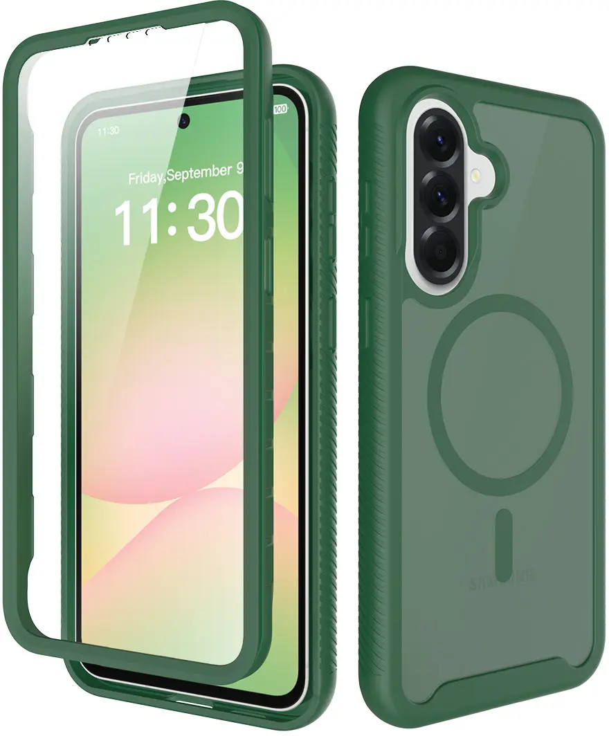 Samsung Galaxy A57 Hoesje Full Protect 360° Cover met MagSafe Matte Groen afbeelding 1