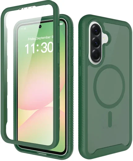 Samsung Galaxy A57 Hoesje Full Protect 360° Cover met MagSafe Matte Groen afbeelding 1