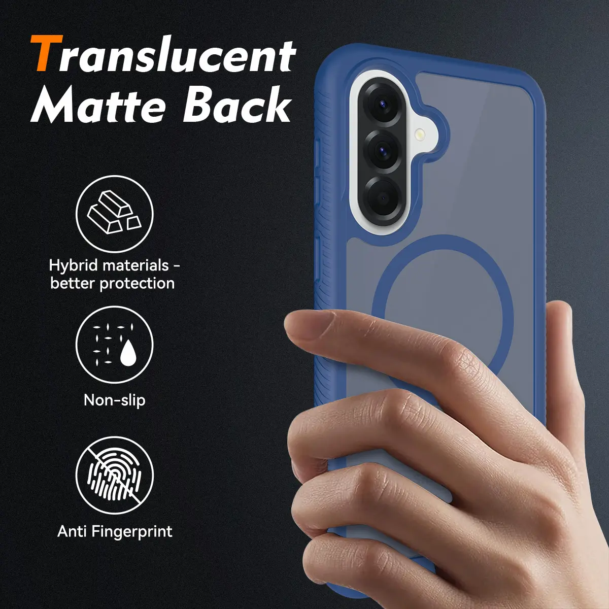 Samsung Galaxy A57 Hoesje Full Protect 360° Cover met MagSafe Matte Blauw afbeelding 2