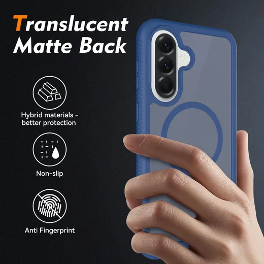 Samsung Galaxy A57 Hoesje Full Protect 360° Cover met MagSafe Matte Blauw afbeelding 2