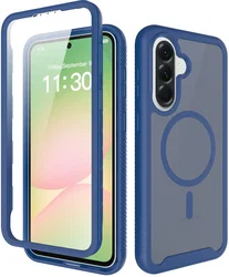 Samsung Galaxy A57 Hoesje Full Protect 360° Cover met MagSafe Matte Blauw afbeelding