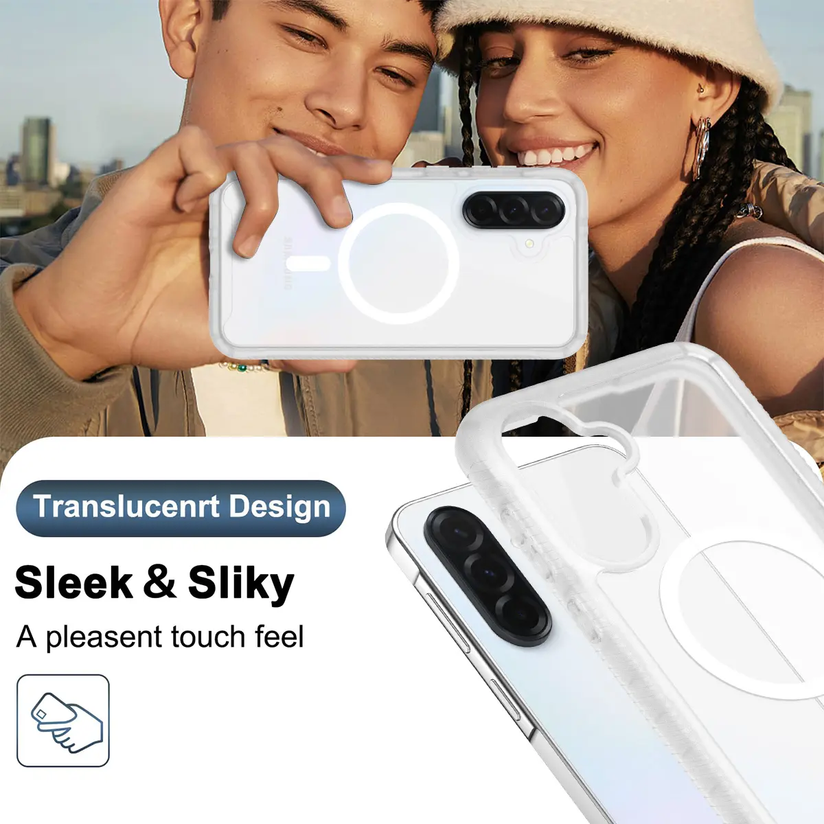 Samsung A37 / A36 / A56 Hoesje Full Protect 360° Cover MagSafe Matte Transparant afbeelding 6