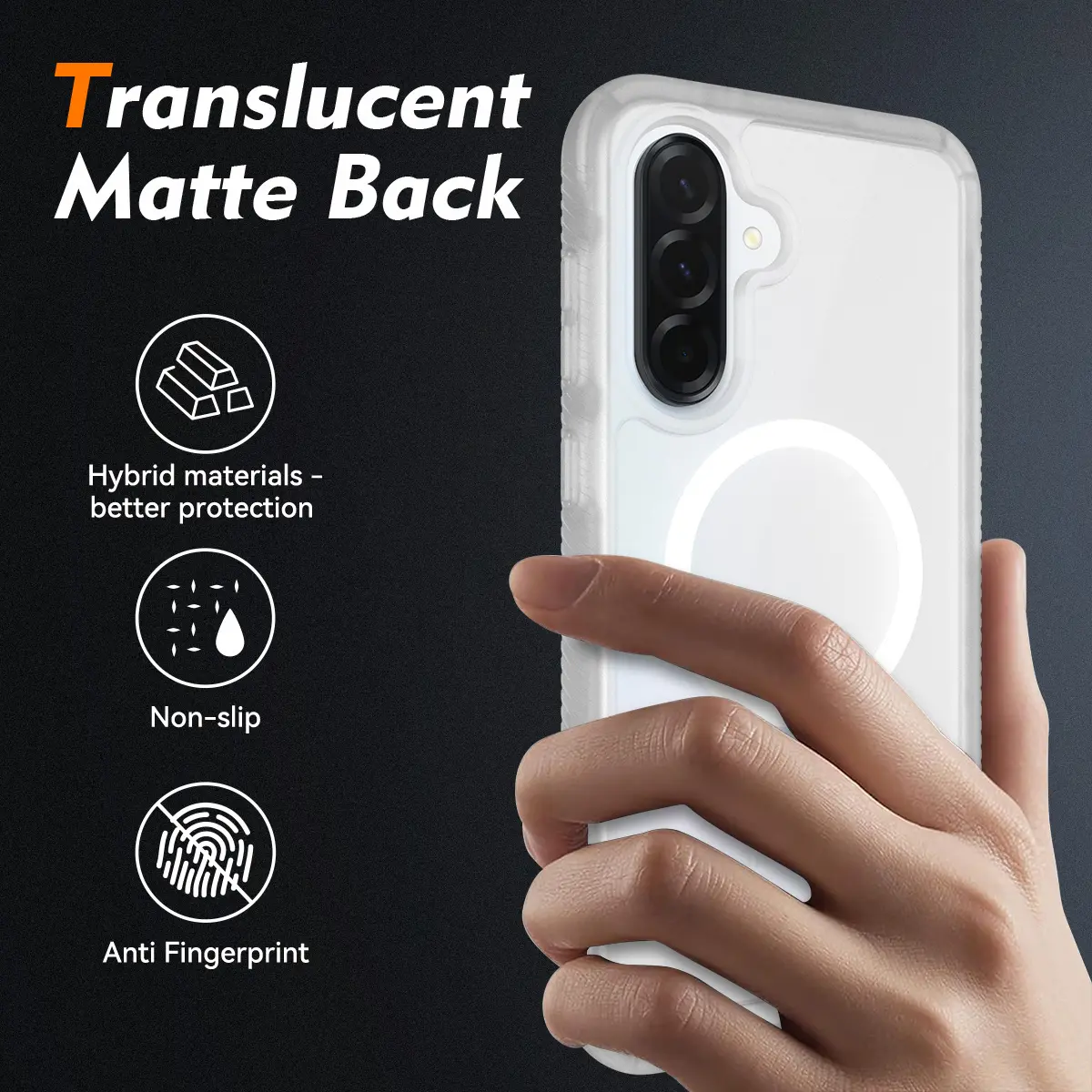 Samsung A37 / A36 / A56 Hoesje Full Protect 360° Cover MagSafe Matte Transparant afbeelding 2