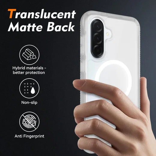 Samsung A37 / A36 / A56 Hoesje Full Protect 360° Cover MagSafe Matte Transparant afbeelding 2