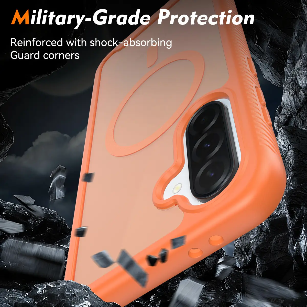 Samsung A37 / A36 / A56 Hoesje Full Protect 360° Cover MagSafe Matte Oranje afbeelding 3