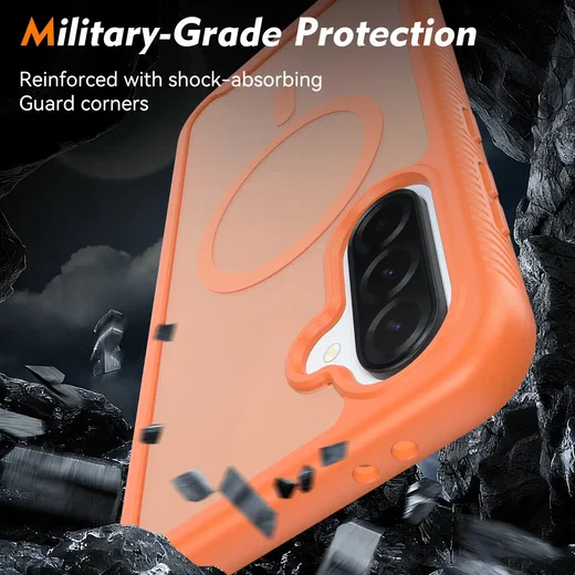 Samsung A37 / A36 / A56 Hoesje Full Protect 360° Cover MagSafe Matte Oranje afbeelding 3