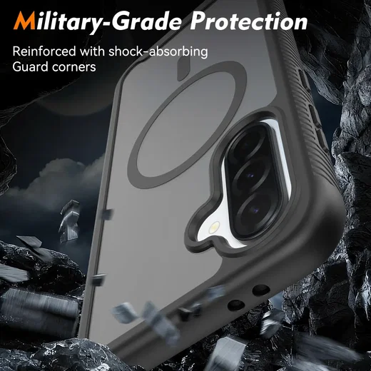 Samsung A37 / A36 / A56 Hoesje Full Protect 360° Cover MagSafe Matte Zwart afbeelding 3