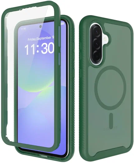 Samsung A37 / A36 / A56 Hoesje Full Protect 360° Cover MagSafe Matte Groen afbeelding 1