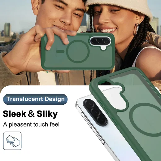 Samsung A37 / A36 / A56 Hoesje Full Protect 360° Cover MagSafe Matte Groen afbeelding 8