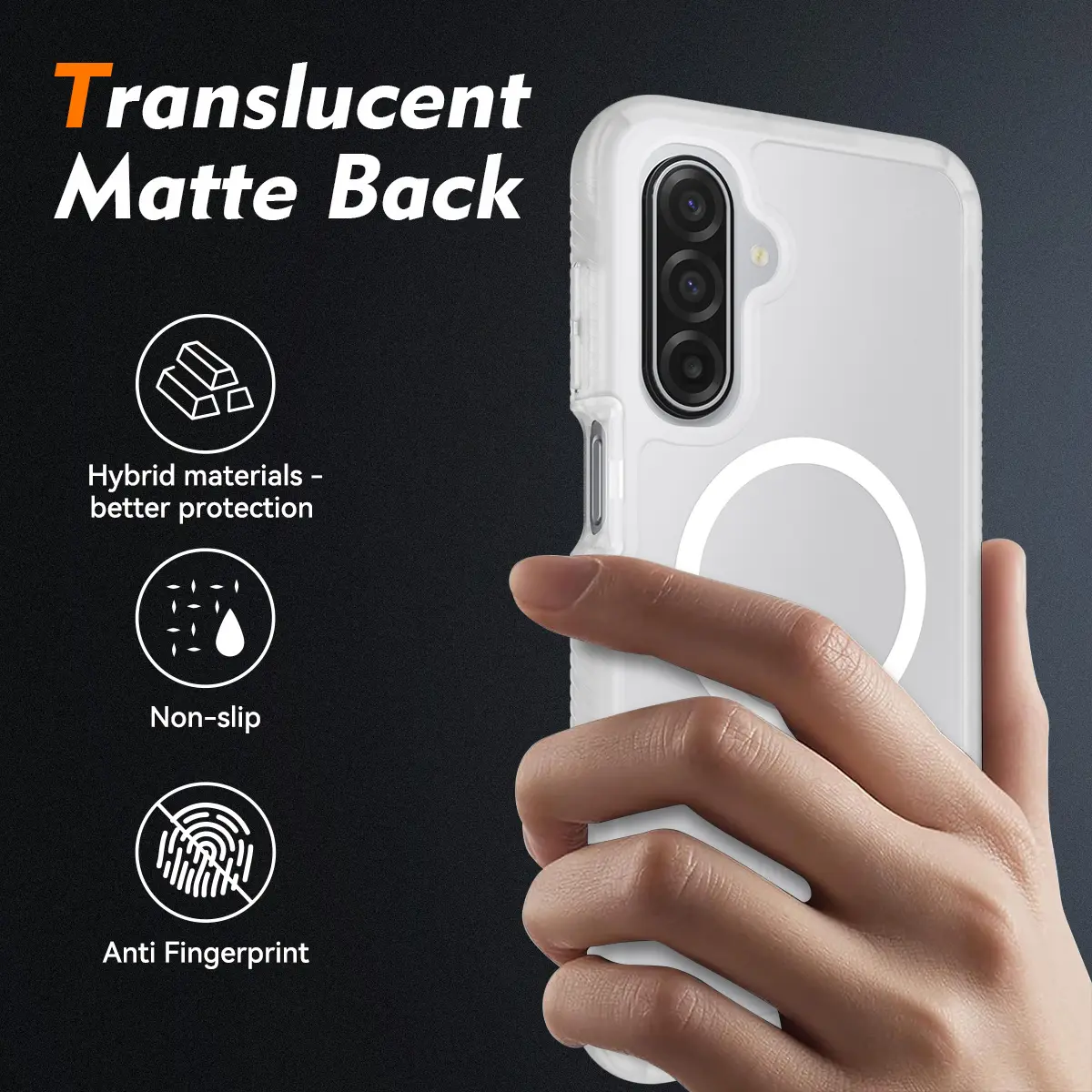 Samsung A17 / A16 / A26 Hoesje Full Protect 360° Cover MagSafe Matte Transparant afbeelding 2