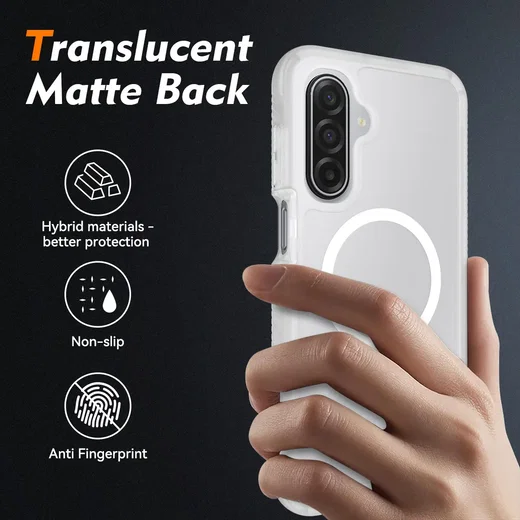 Samsung A17 / A16 / A26 Hoesje Full Protect 360° Cover MagSafe Matte Transparant afbeelding 2