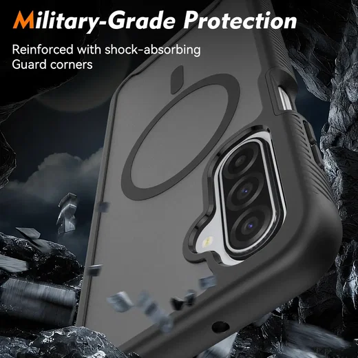 Samsung A17 / A16 / A26 Hoesje Full Protect 360° Cover MagSafe Matte Zwart afbeelding 4