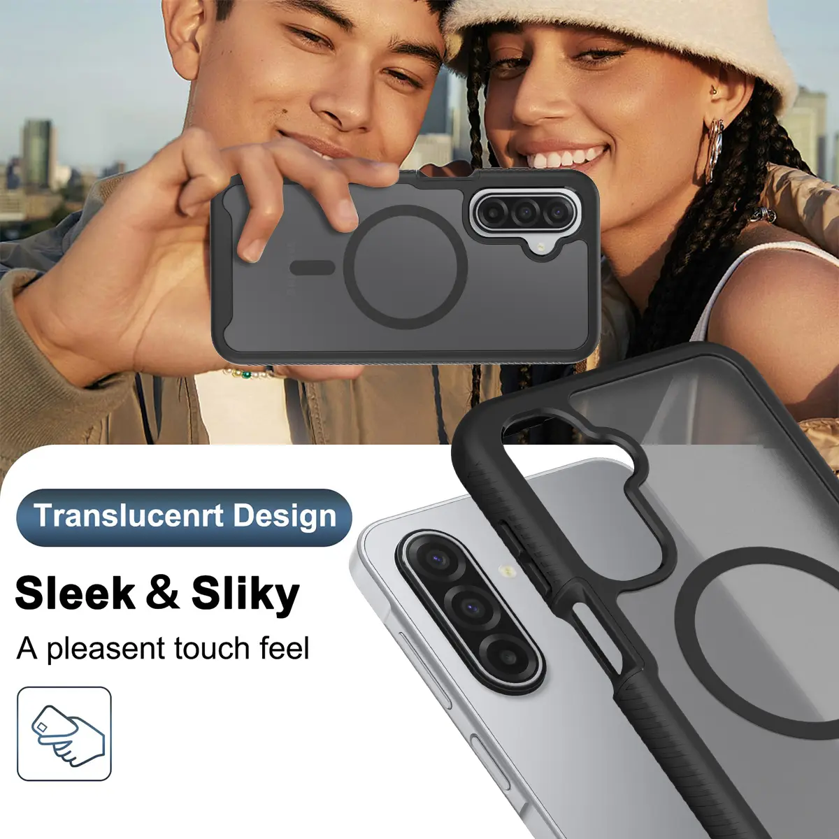 Samsung A17 / A16 / A26 Hoesje Full Protect 360° Cover MagSafe Matte Zwart afbeelding 8