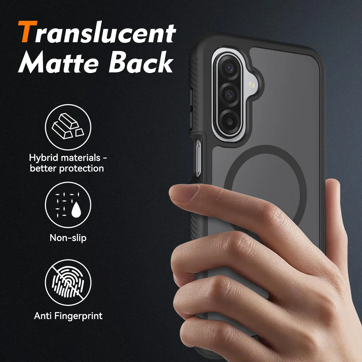Samsung A17 / A16 / A26 Hoesje Full Protect 360° Cover MagSafe Matte Zwart afbeelding 2